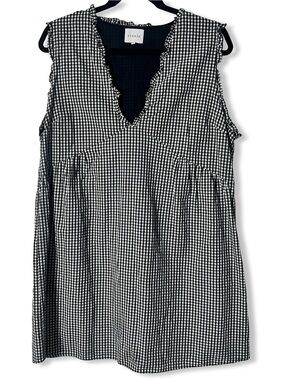 Steele Label Womens Black White Gingham Ruffle Mini Dress Sz. L
